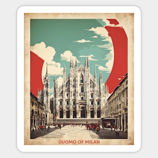 Milan Cathedral Italy Vintage Tourism Travel Poster Sticker